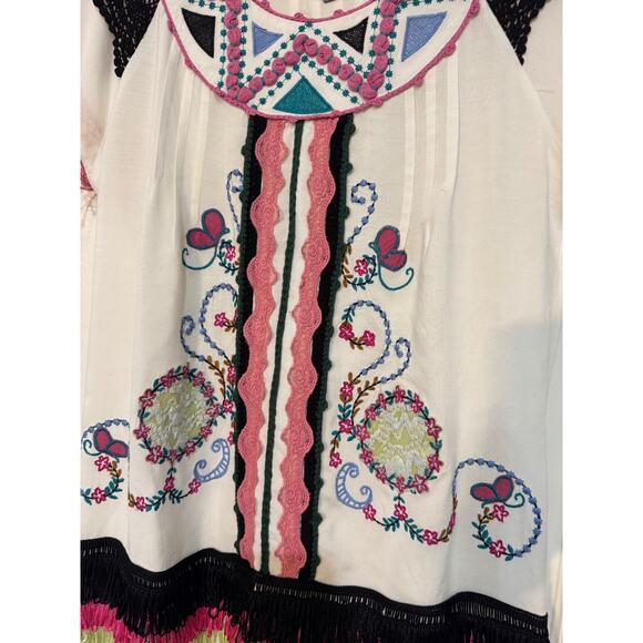 Custo Barcelona FRINGE EMBROIDERED MINI DRESS SZ S - Picture 2 of 4